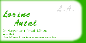 lorinc antal business card